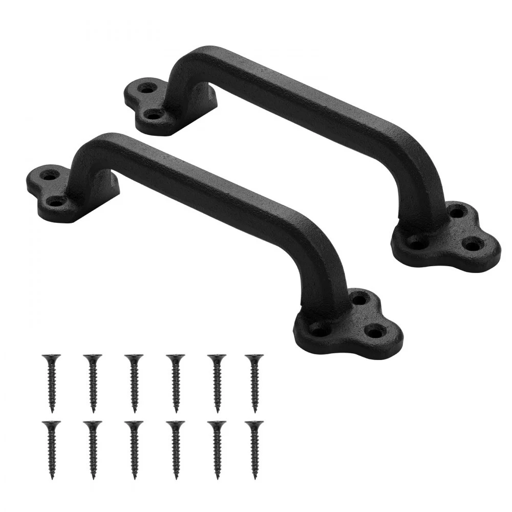 VEVOR Barn Door Handle, 2Pcs 9 in Rustic Fence Gate Handle, Rust-Resistant Coating, Heavy Duty Carbon Steel Outdoor Gate Handles, Easy to Install, Metal Sliding Door Pulls for Garage Shed Pantry