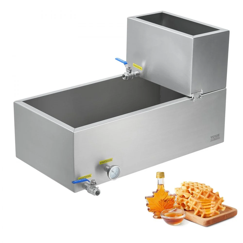 VEVOR Maple Syrup Evaporator Pan, 19.6 Gallon, 285 Cups of 8.8oz Maple Syrup, Flat Evaporator Pan with Thermometer, 2 Valves and 3 Heating Methods, 304 Stainless Steel Maple Syrup Pan for Home, Outdoor