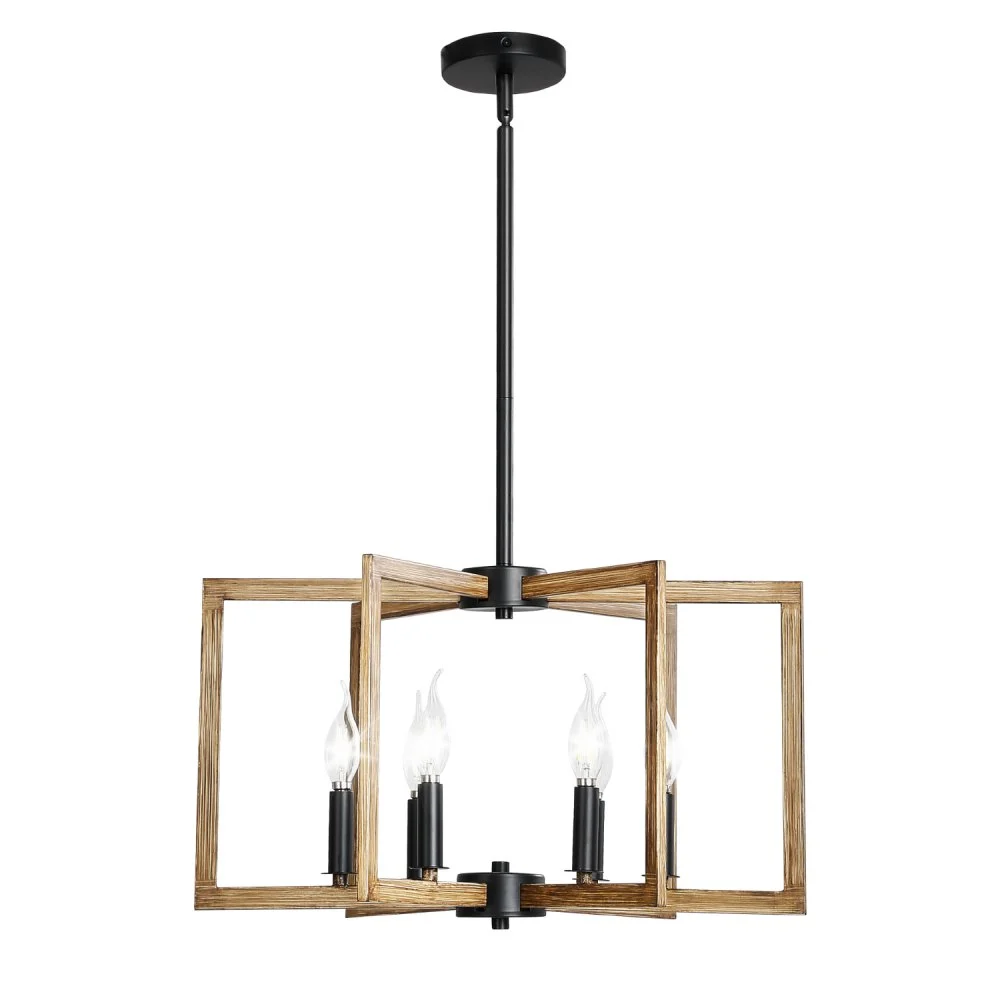 VEVOR 6-Light Chandelier, Metal Farmhouse Chandelier, Adjustable Height, Dining Room Hanging Light Fixture for Ceilings, Modern Chandelier for Bedroom, Foyer, Hall, Kitchen, Living Room and Entryway