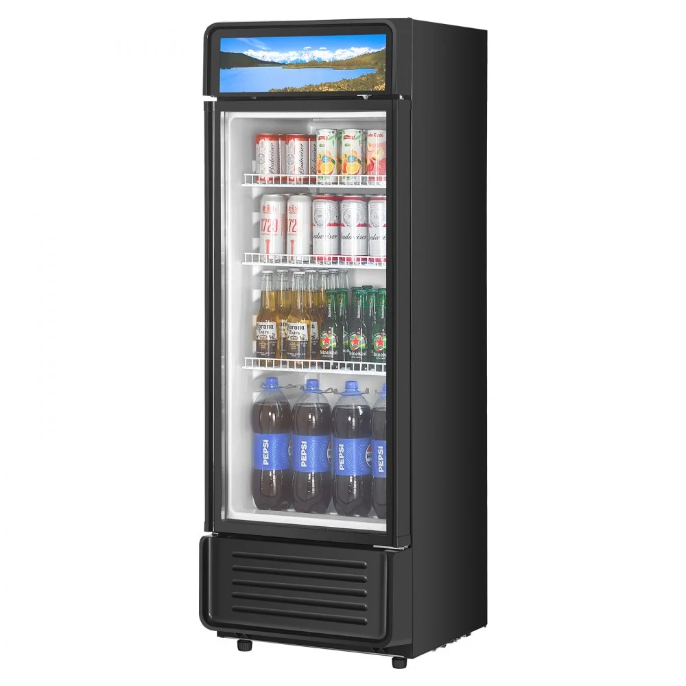 Summer Sale
VEVOR Commercial Merchandiser Refrigerator, 6.9 CU.FT Glass Door Display Refrigerator, Beverage Refrigerator Cooler Merchandiser with Adjustable Shelves, Soft LED Light, Customizable Lightbox, Black