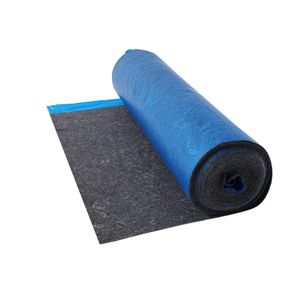 VEVOR Floor Underlayment 200 sq. ft/Roll, 3 mm Thick Laminate Flooring Padding with Attached Vapor Barrier, Heavy Duty Fiber + PE Film, Soundproofing & Noise Reduction, Ideal for Laminate Wood Floors