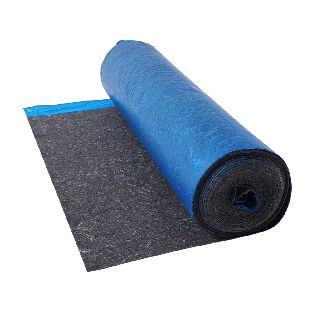 VEVOR Floor Underlayment 100 sq. ft/Roll, 3 mm Thick Laminate Flooring Padding with Attached Vapor Barrier, Heavy Duty Fiber + PE Film, Soundproofing & Noise Reduction, Ideal for Vinyl Wood