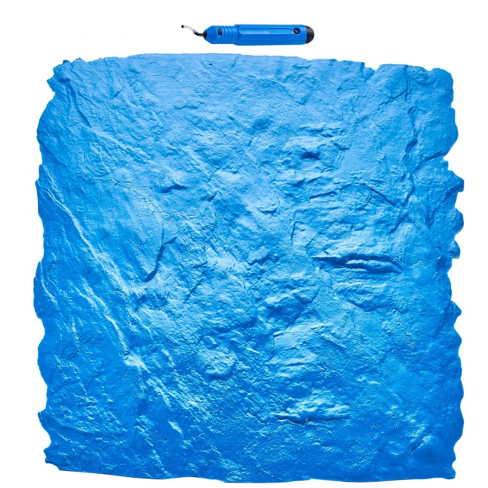 VEVOR Concrete Stamps Mat, 24 x 24 in, Concrete Texturing Skin Polyurethane Stamp Stone Tile Texture Mat, Slate floor Imprint Seamless Stamp Concrete Molds for Outdoor Decorative, Blue