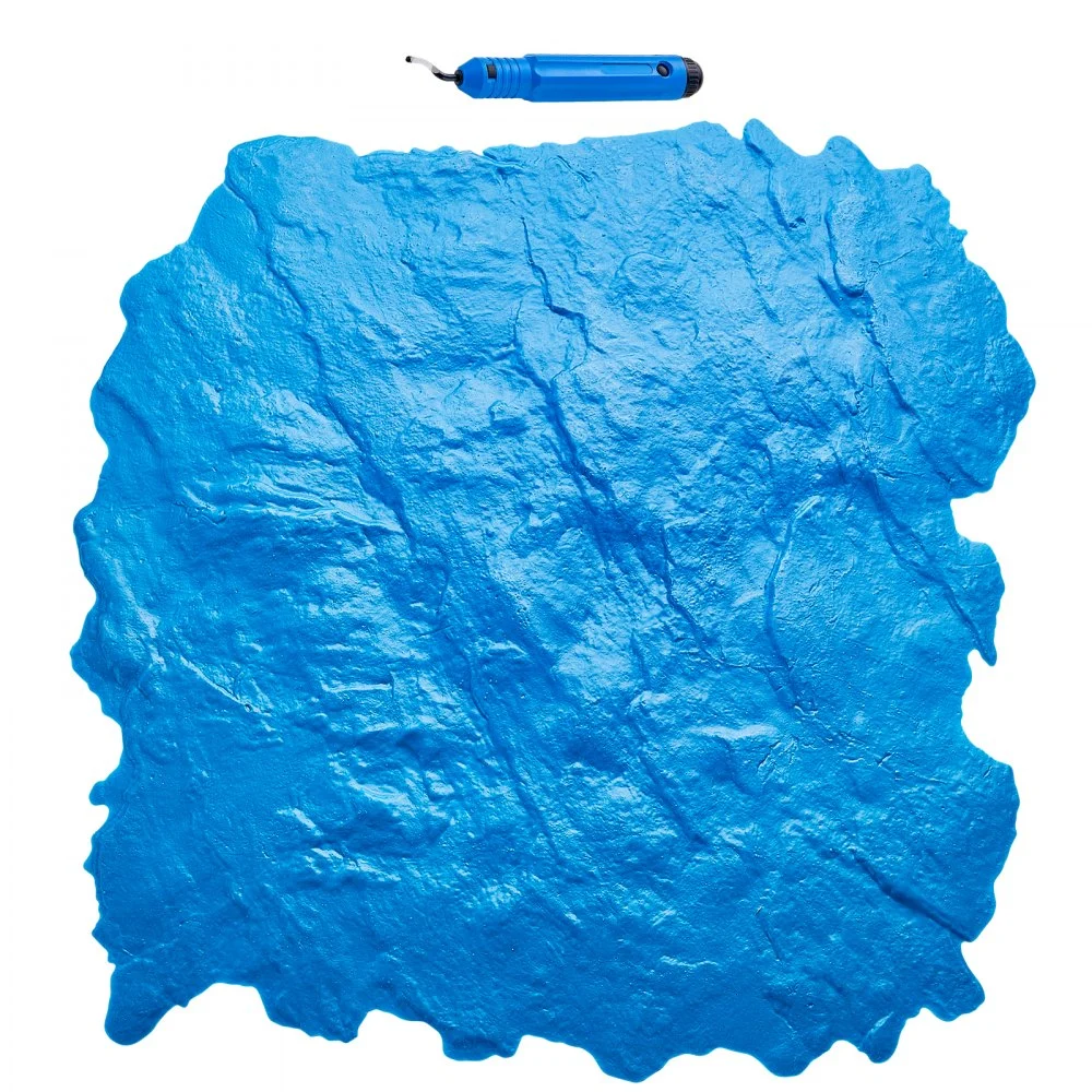 VEVOR Concrete Stamps Mat, 18 x 18 in, Concrete Texturing Skin Polyurethane Stamp Stone Tile Texture Mat, Slate floor Imprint Seamless Stamp Concrete Molds for Outdoor Decorative, Blue