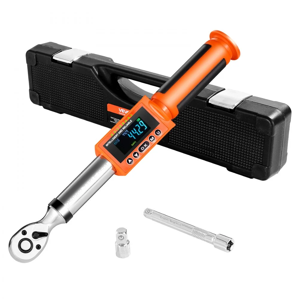 VEVOR Digital Torque Wrench, 3/8 Inch Drive, 0-99.57 lbf-ft / 0-135 N.m, 72-Tooth, ±2% High Accuracy Electronic Torque Wrench with Preset Value, Buzzer and LED Notification, for Automotive Motorcycle
