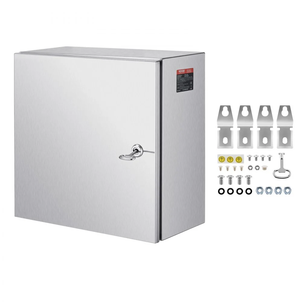 VEVOR NEMA Stainless Steel Enclosure, 16 x 16 x 8'' NEMA 4X Steel Electrical Box, IP66 Waterproof & Dustproof, Outdoor/Indoor Electrical Junction Box, with Mounting Plate