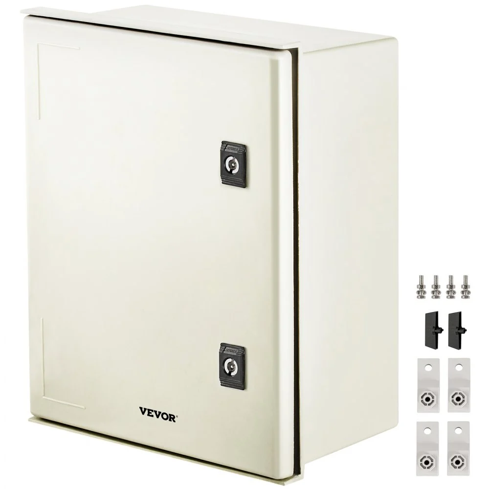 VEVOR NEMA Steel Enclosure, 16 x 12 x 8'' NEMA 4X Fiberglass Electrical Box, IP66 Waterproof & Dustproof, Outdoor/Indoor Electrical Junction Box, with Mounting Plate(40 x 30 x 20 cm)