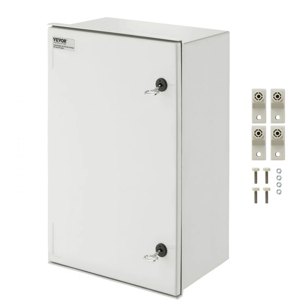 VEVOR NEMA Steel Enclosure, 24 x 16 x 9'' NEMA 4X Fiberglass Electrical Box, IP66 Waterproof & Dustproof, Outdoor/Indoor Electrical Junction Box, with Mounting Plate(60 x 40 x 23 cm)