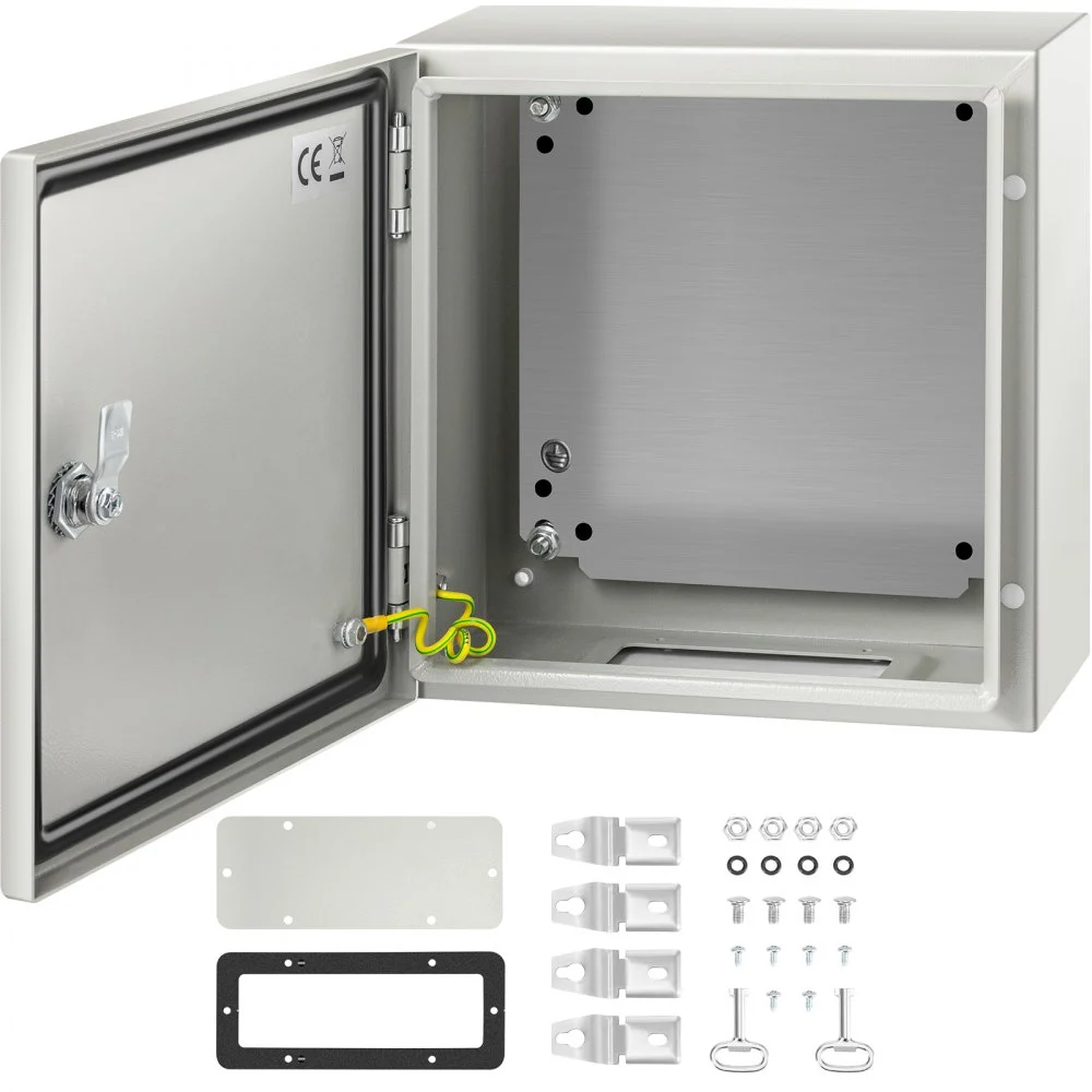 VEVOR NEMA Steel Enclosure, 12 x 12 x 6'' NEMA 4X Steel Electrical Box, IP66 Waterproof & Dustproof, Outdoor/Indoor Electrical Junction Box, with Mounting Plate