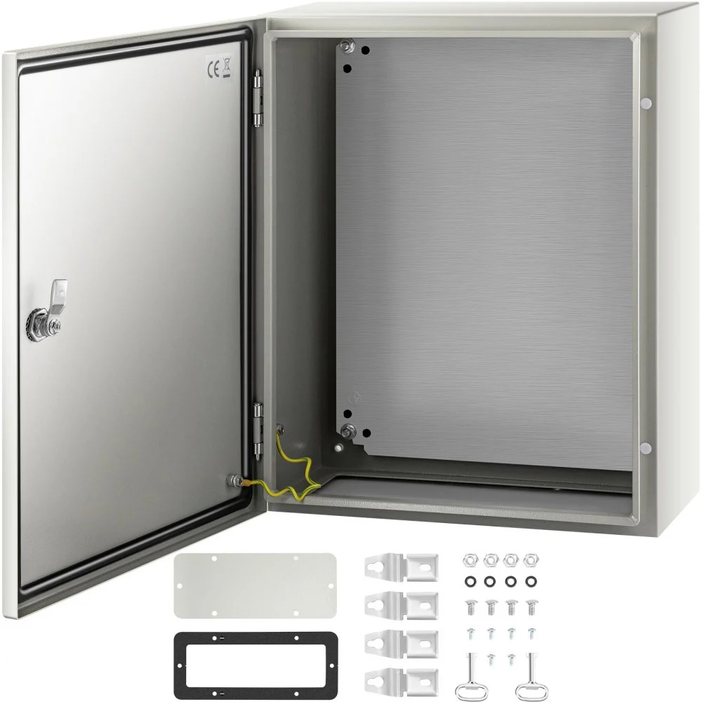 VEVOR NEMA Steel Case, 20x16x8'' NEMA 4X Metal Electric Enclosure, IP66 Water & Dust Resistant, Suitable for Both Outdoor & Indoor Use, Includes Mounting Plate