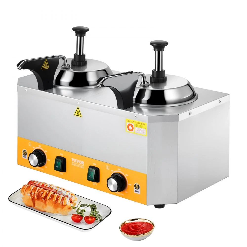Summer Sale

        
               VEVOR Electric Cheese Dispenser with Pumps, 2.4x2 L Commercial Hot Fudge Warmer, Stainless Steel Heated Double Pumps Dispenser, 86-230℉ Temp Adjustable Nacho Cheese Warmer for Fudge Cheese Caramel
