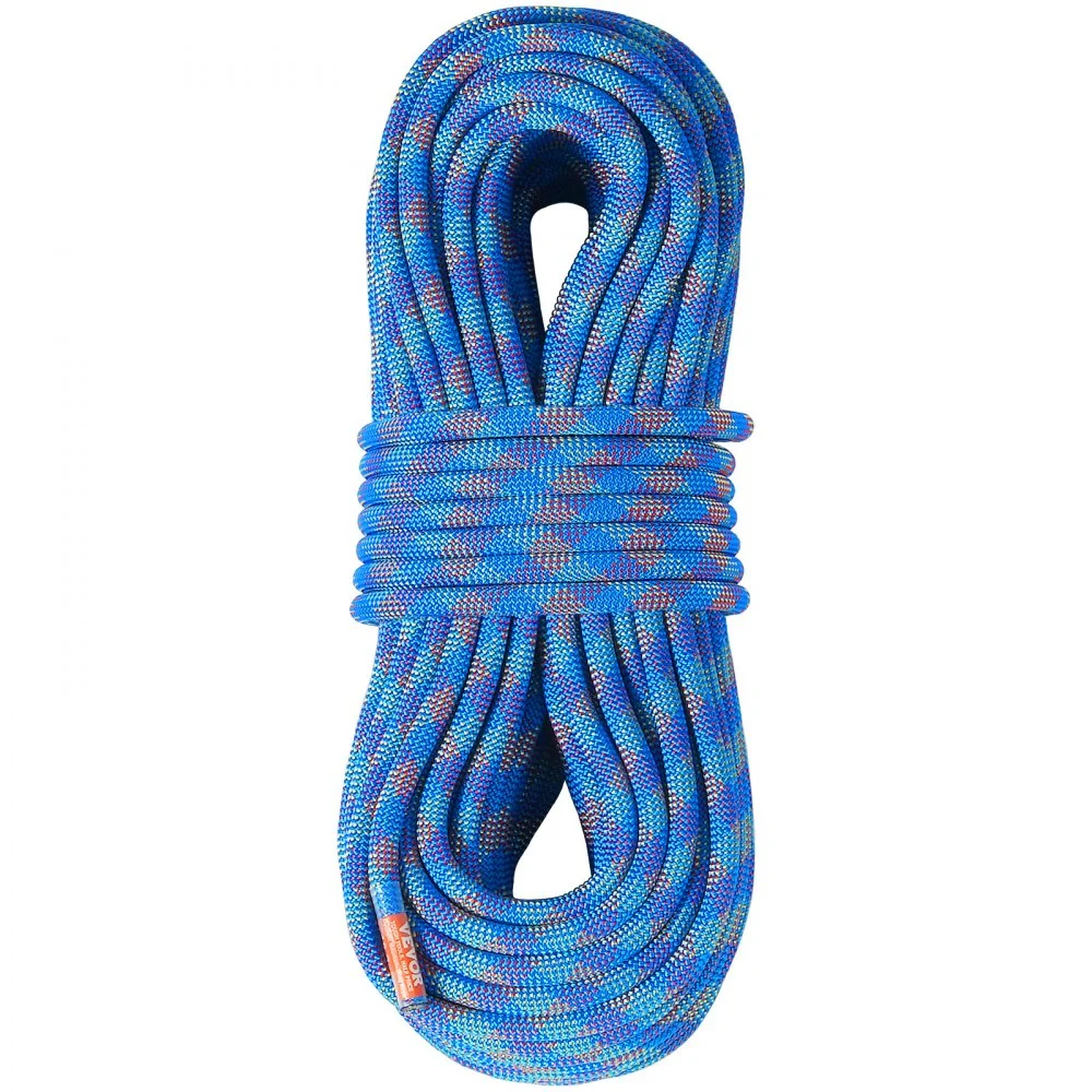 VEVOR 10.2mm Dynamic Climbing Rope, 70M(230ft) Outdoor Rock Climbing Rope 25KN Breaking Tension, Stretchable Fiber Rope with Steel Snap Hooks for Escape, Rappelling, Fire Rescue, Blue