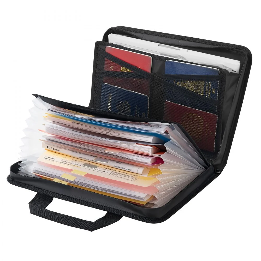 VEVOR Fireproof Document Bag, 1832 ℉ Heat Insulated Fireproof & Waterproof Bag, Portable Multi-Layer File Storage Security Organizer Home Office Travel Use, for Passports, Important Documents, Files