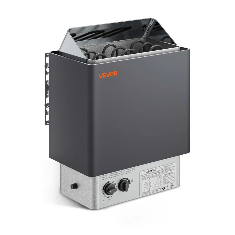 VEVOR Sauna Heater, 4.5KW 220V Electric Sauna Stove, Steam Bath Sauna Heater with Built-In Controls, 3h Timer and Adjustable Temp for Max. 105-210 Cubic Feet, Home Hotel Spa Shower Use