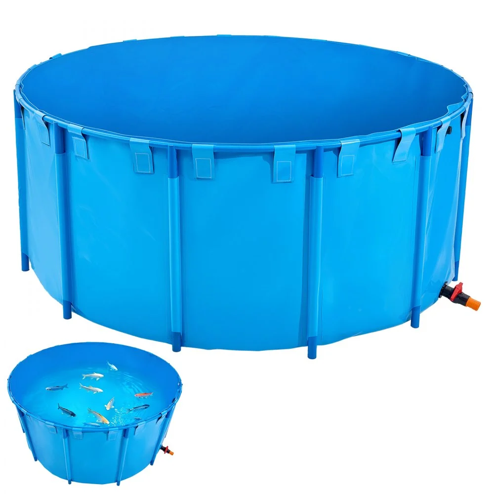 Summer Sale
VEVOR Canvas Fish Pond, 1320 Gal Capacity Above Ground Fish Pond, Foldable PVC Koi Tank, Round Goldfish Tank with Stable Frame and Drain Valve, for Aquaculture, Koi Breeding, and Irrigation (Blue)