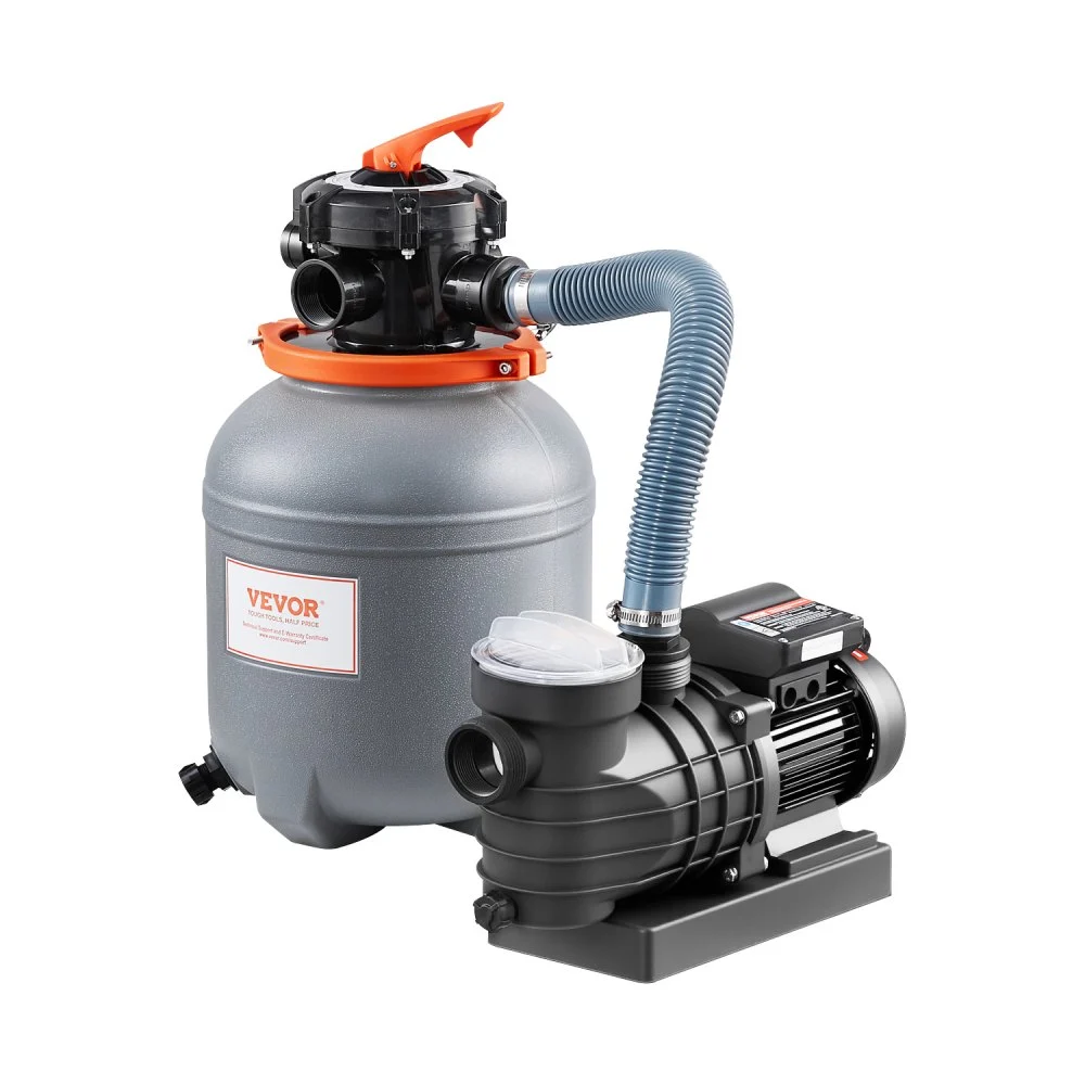 VEVOR Sand Filter Pump for Above Ground Pool, 12 in, 2650 GPH, 1/3 HP Swimming Pool Sand Filter Pump System, Krystal Clear with 6-Way Multi-port Valve & Strainer Basket, Easy Installation for Pools