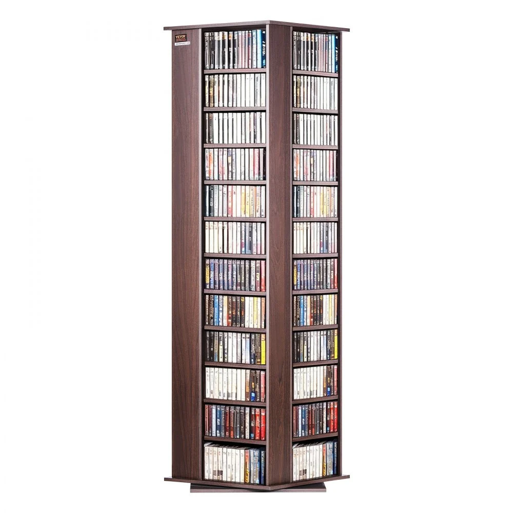 VEVOR Media Storage Cabinet, Rotating Media Tower, Holds up to 1040 CDs, Protects & Organizes Music, Movie, Video Games or Memorabilia Collections- Espresso