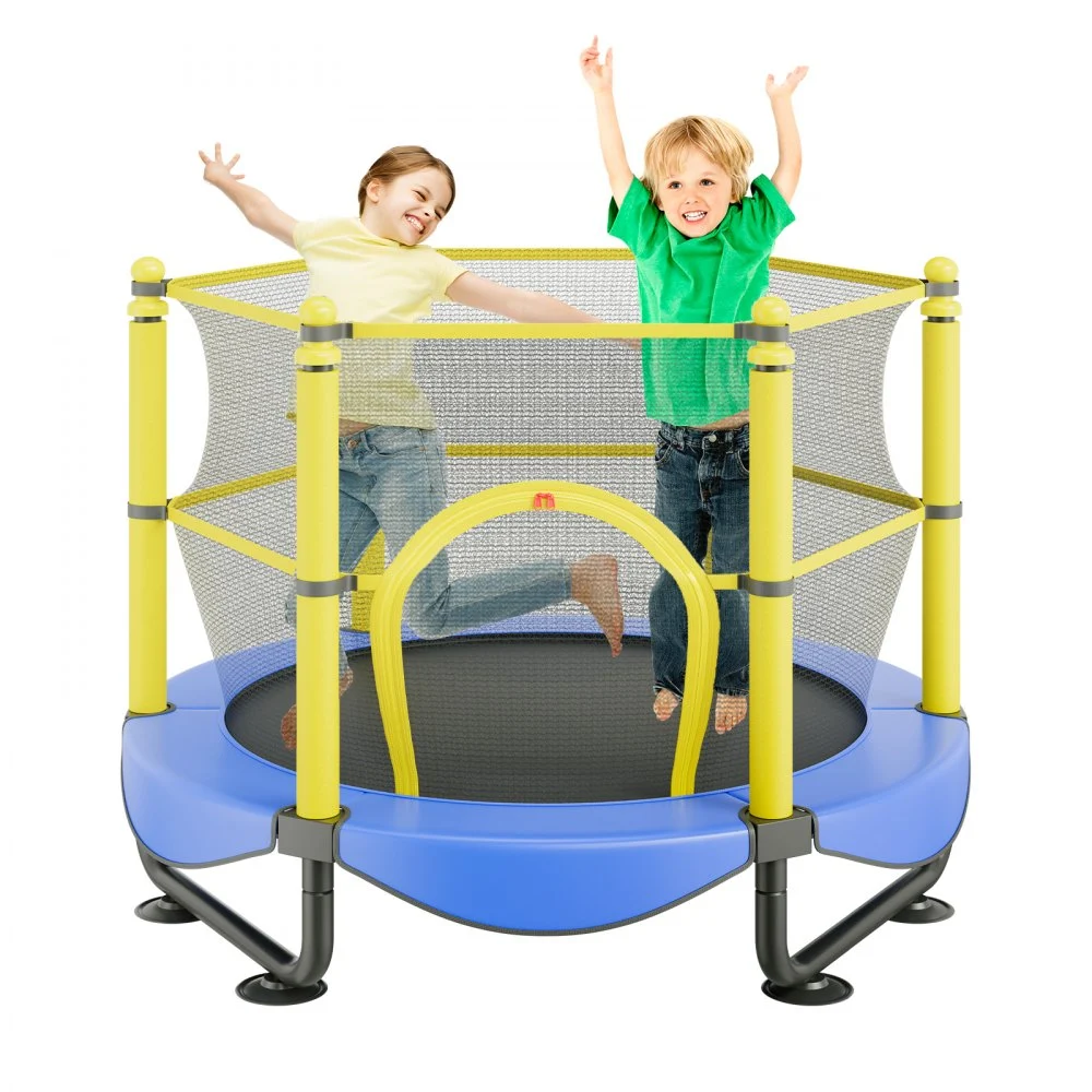 VEVOR 5FT Trampoline for Kids, 60" Indoor Outdoor Trampoline with Safety Enclosure Net, Basketball Hoop and Ocean Balls, Mini Toddler Recreational Trampoline Birthday Gifts for 3+ Years Kids