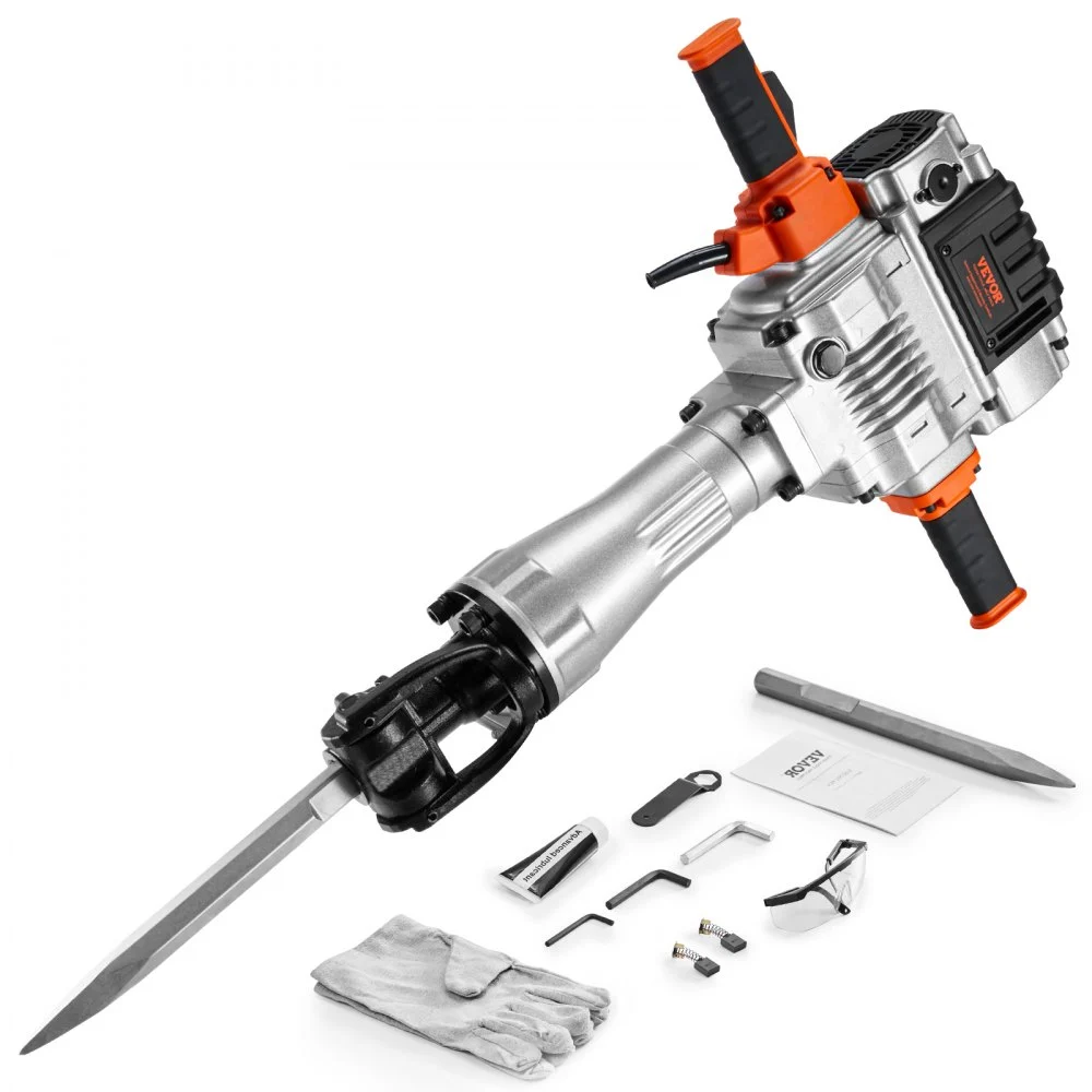 Summer Sale
VEVOR Demolition Jack Hammer, 2100W Electric Jackhammer Heavy Duty, 1650 BPM Industrial-Grade Jack Hammer Concrete Breaker, with 1 Point Chisel, 1 Flat Chisel, Gloves and Goggles