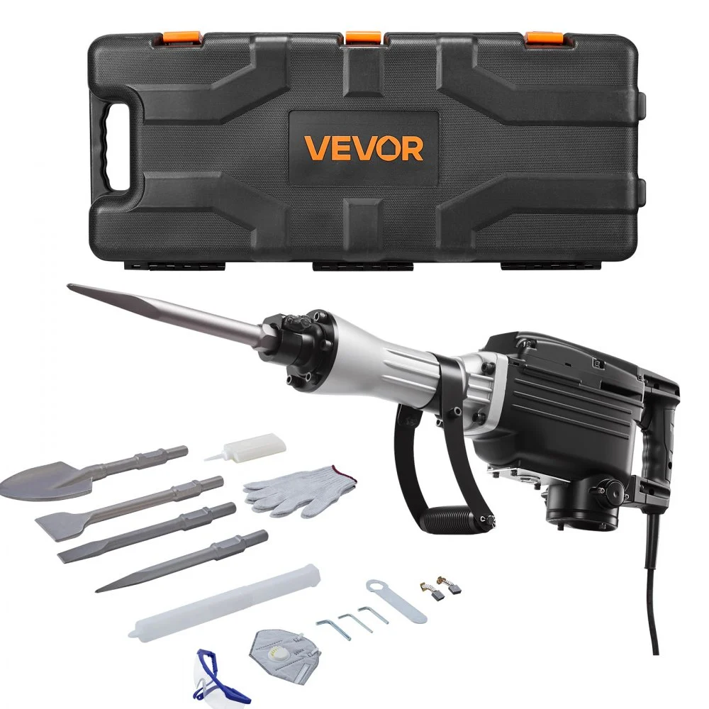 Summer Sale

        
               VEVOR Demolition Jack Hammer, 2800 W Powerful Electric Jackhammer, 1200 BPM Concrete Breaker with 3 Chisels, a Clay Spade, Carrying Case, Gloves, for Concrete, Wall, Brick, Tile and Foundation