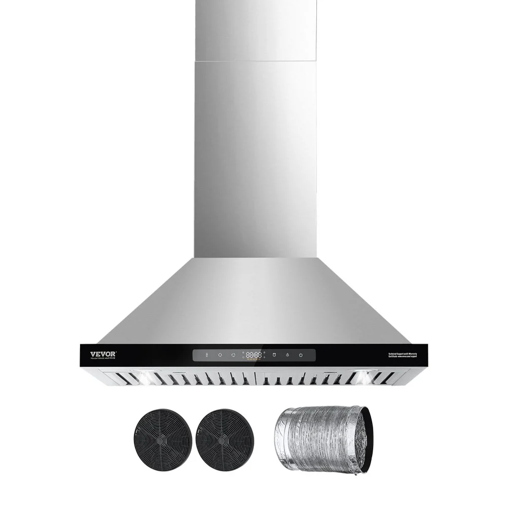 Summer Sale
VEVOR Wall Mount Range Hood, 30 inch Chimney-Style Ceiling Mount Vent, 800 CFM Stainless Steel Kitchen Stove Hood with Gesture & Touch Control, LED Light, Baffle Filters, Ducted/Ductless Convertible