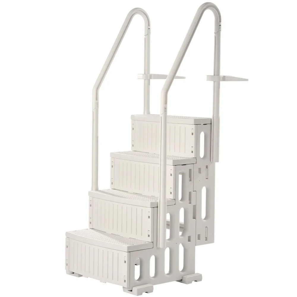 Summer Sale
VEVOR Swimming Pool Ladder, 4-Step Double Handrails Stairs with Non-slip Heavy Duty Steps, Max Load Capacity 400 lbs, for 48-54 In Inground & Above-ground Pools of Any Decking Surface, Milk White