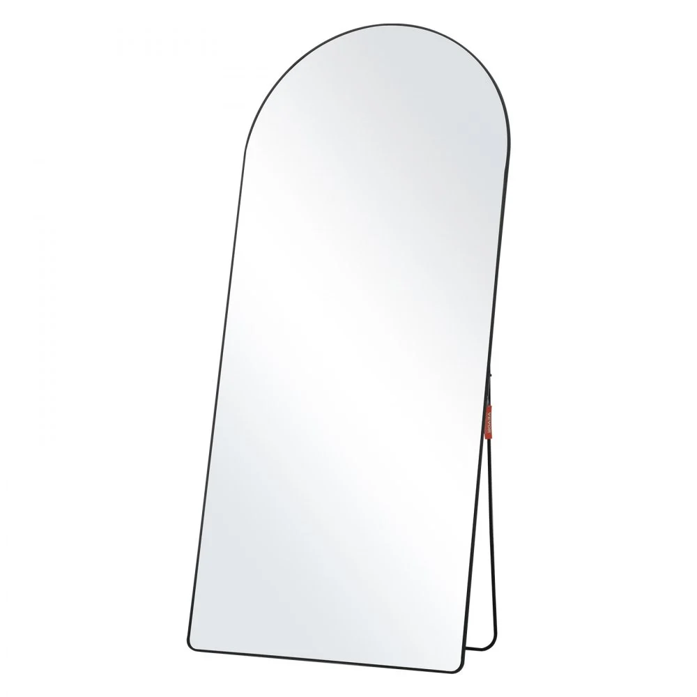 VEVOR Arched Full Length Mirror, 71'' x 32'', Large Free Standing Leaning Hanging Wall Mounted Floor Mirror with Stand Aluminum Alloy Frame, Full Body Dressing Mirror for Living Room Bedroom, Black