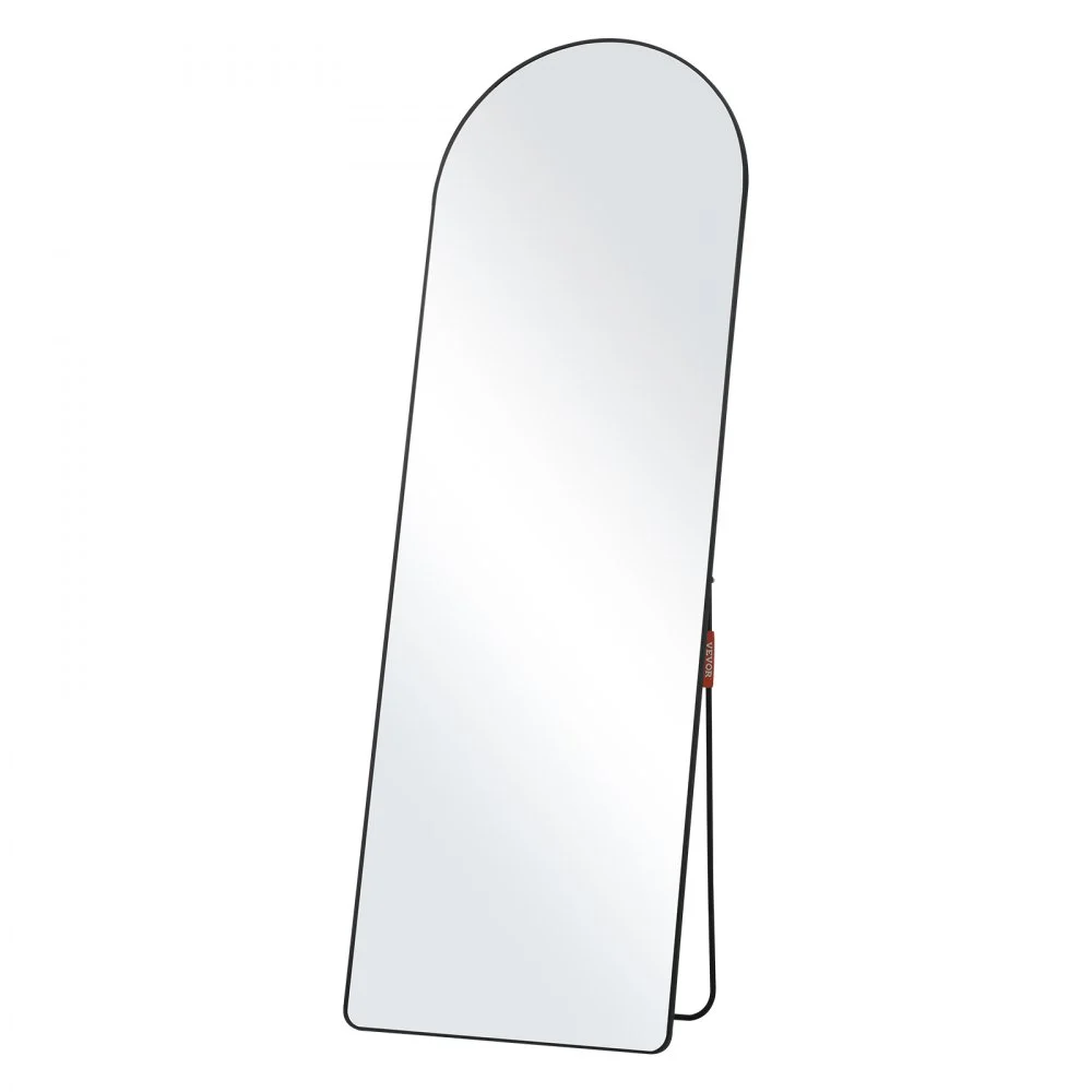 VEVOR Curved Tall Mirror, 65'' x 22'', Spacious Standalone or Wall Mount Reflective Surface with Aluminum Frame, Comprehensive View Dress Mirror for Bedroom or Living Space, Black
