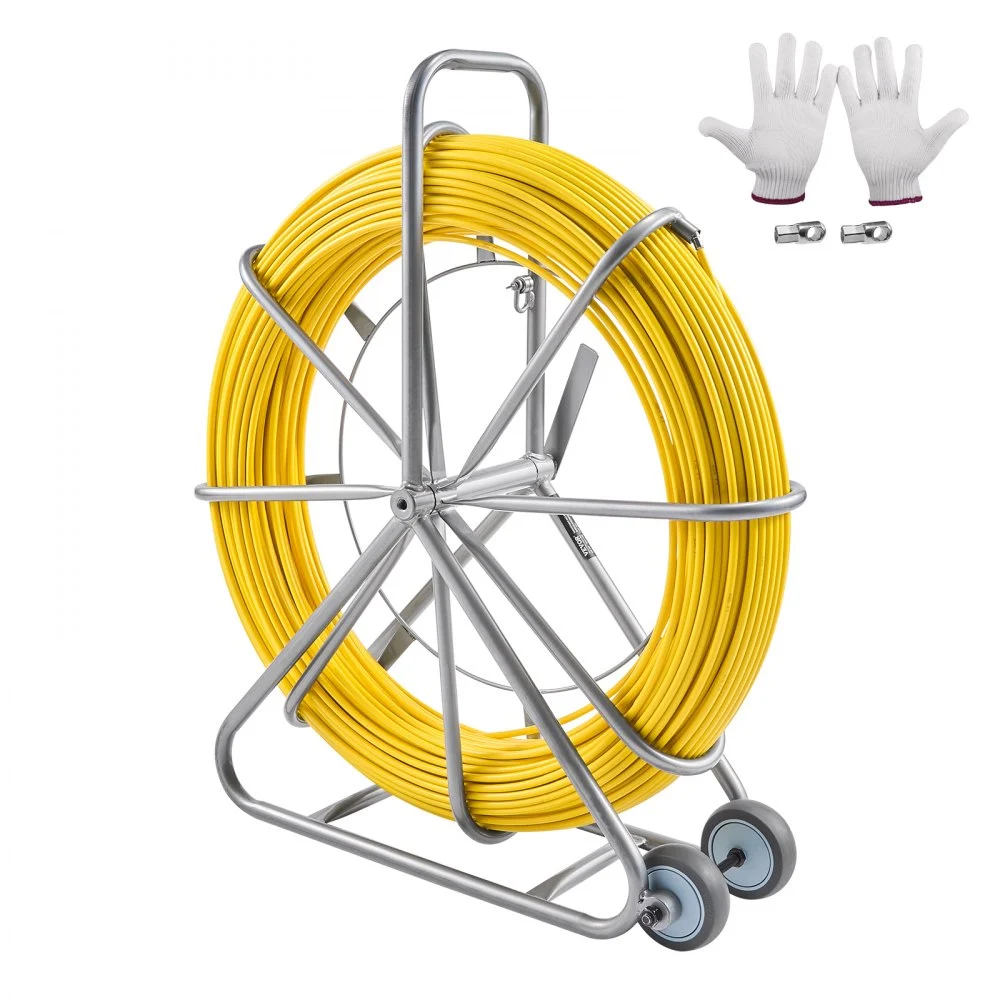 Summer Sale
VEVOR Fish Tape Fiberglass, 656 ft, 5/16 in, Duct Rodder Fishtape Wire Puller, Cable Running Rod with Steel Reel Stand, 3 Pulling Heads, Fishing Tools for Walls and Electrical Conduit, Non-Conductive