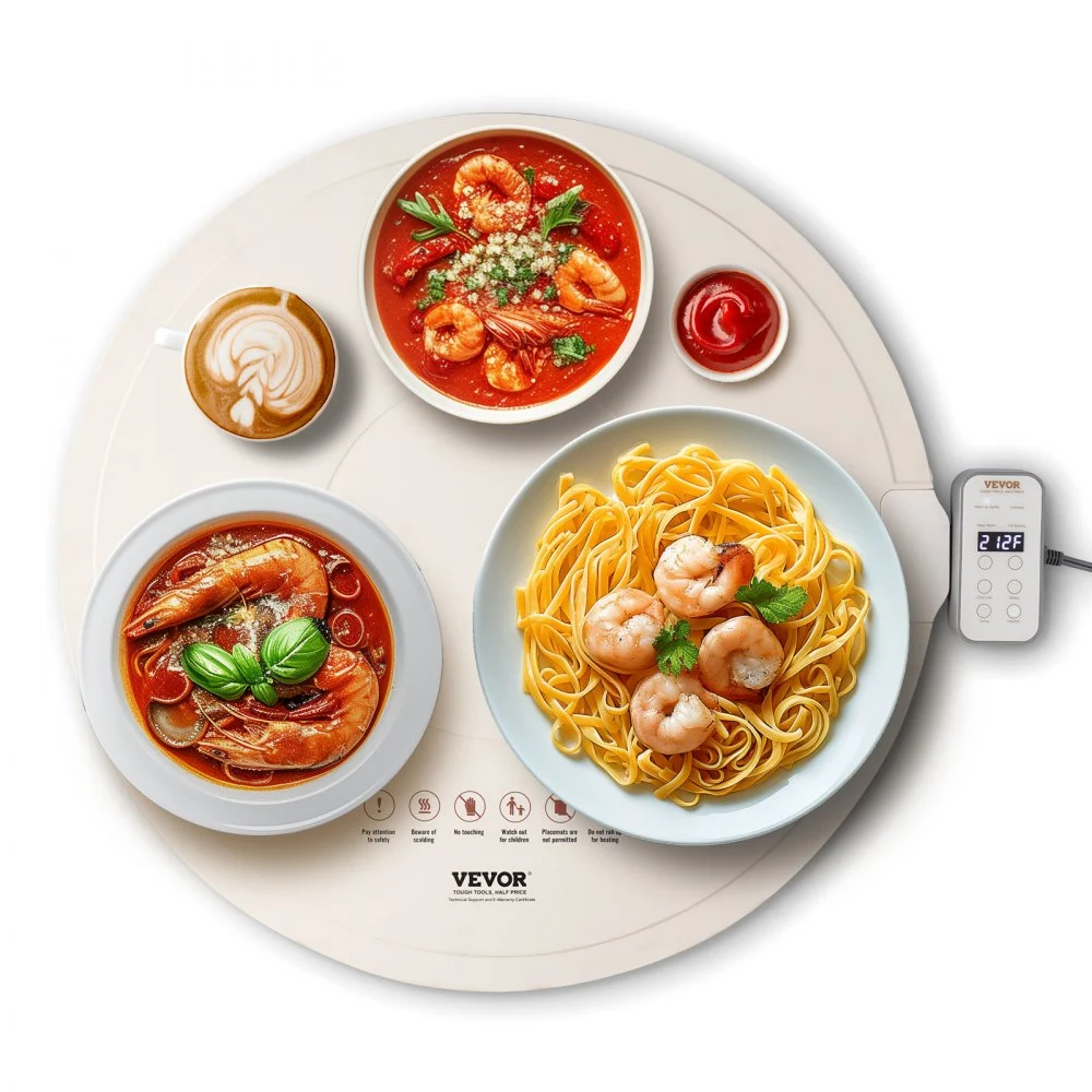 VEVOR Electric Warming Tray, Food Warming Mat for Buffet, Rollable & Portable Silicone Food Warmer with 4 Adjustable Temperature Settings, Auto Shut-Off & Child Lock, Perfect for Parties, Catering