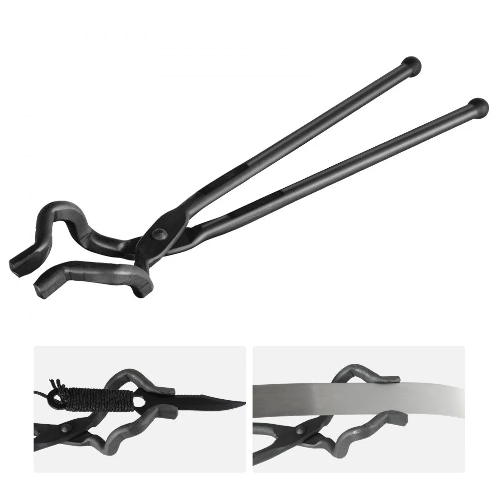 VEVOR Blacksmith Tongs, 18” Z V-Bit Tongs, Carbon Steel Forge Tongs with A3 Steel Rivets, for Knife Blades, Long Pieces, Circular Forgings, for Beginner and Seasoned Blacksmiths and Bladesmiths