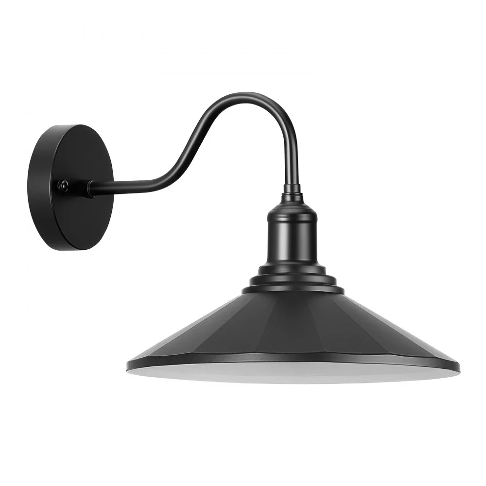 VEVOR Outdoor Barn Light, 11.5 in Diameter, 1-Pack Farmhouse Gooseneck Light Fixture, Exterior Wall Sconce, with Vintage Style, Anti-Rust, E26 Bulb Compatible for Porch, House, Entryway, Garage, Black