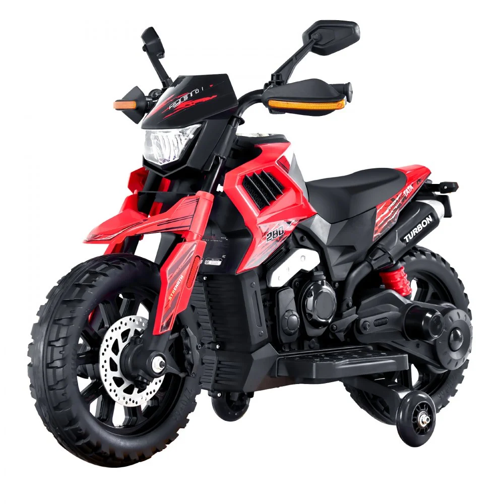 VEVOR Kids Ride On Motorcycle, 6V Battery Powered Electric Motorcycle with Speed Up to 3mph, Detachable Training Wheels, Headlight, LED Light, Music, Bluetooth, Gift for Children Boys Girls Aged 3-4