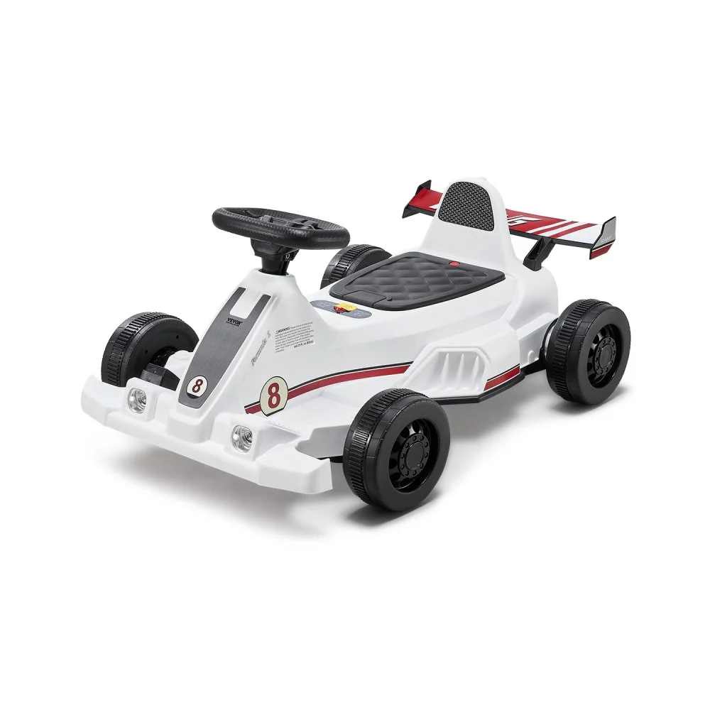 VEVOR Electric Go Kart, 6V 4.5Ah Battery, Pedal Go Kart Portable Outdoor Race Toy for Kids Ages 2+, 20000 RPM Motor, 2 MPH Constant Speed, LED Headlight & Horn, Non-slip Tires, 44 lbs Max Load, White
