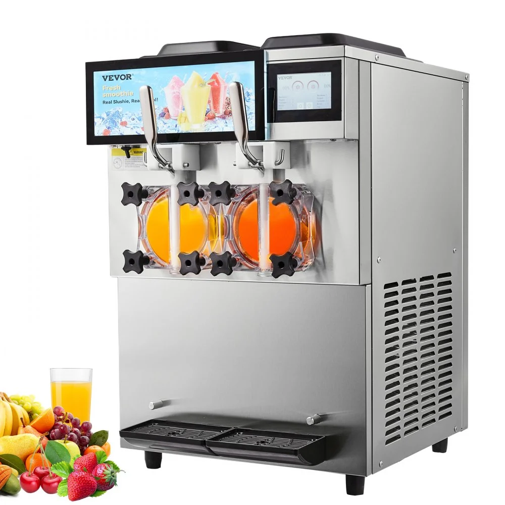 Summer Sale
VEVOR Commercial Slushy Machine, 2 x 12L / 3.17 Gal Double Tanks, Cool and Freeze Modes, Stainless Steel Margarita Smoothie Frozen Drink Maker, Slushie Machine for Party Cafes Restaurants Bars Home