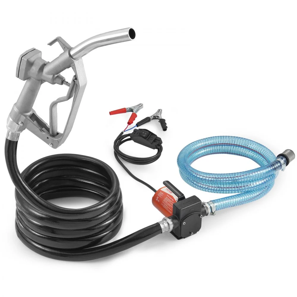 VEVOR Fuel Transfer Pump, 12V DC 5 GPM 1/10 HP, Portable Electric Diesel Transfer Pump with Auto Shut-Off Fuel Nozzle, Long Inlet & Outlet Hose for Gasoline, Diesel, Kerosene, Methanol Blends