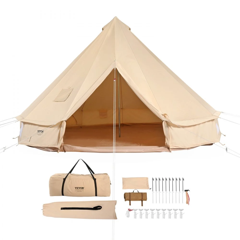 Summer Sale
VEVOR Canvas Bell Tent, 4 Seasons 3 m/9.8ft Yurt Tent, Canvas Tent for Camping with Stove Jack, Breathable Tent Holds up to 4 People, Family Camping Outdoor Hunting Party
