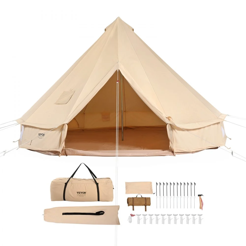 Summer Sale
VEVOR Canvas Bell Tent, 4 Seasons 4 m/13.12 ft Yurt Tent, Canvas Tent for Camping with Stove Jack, Breathable Tent Holds up to 6 People, Family Camping Outdoor Hunting Party