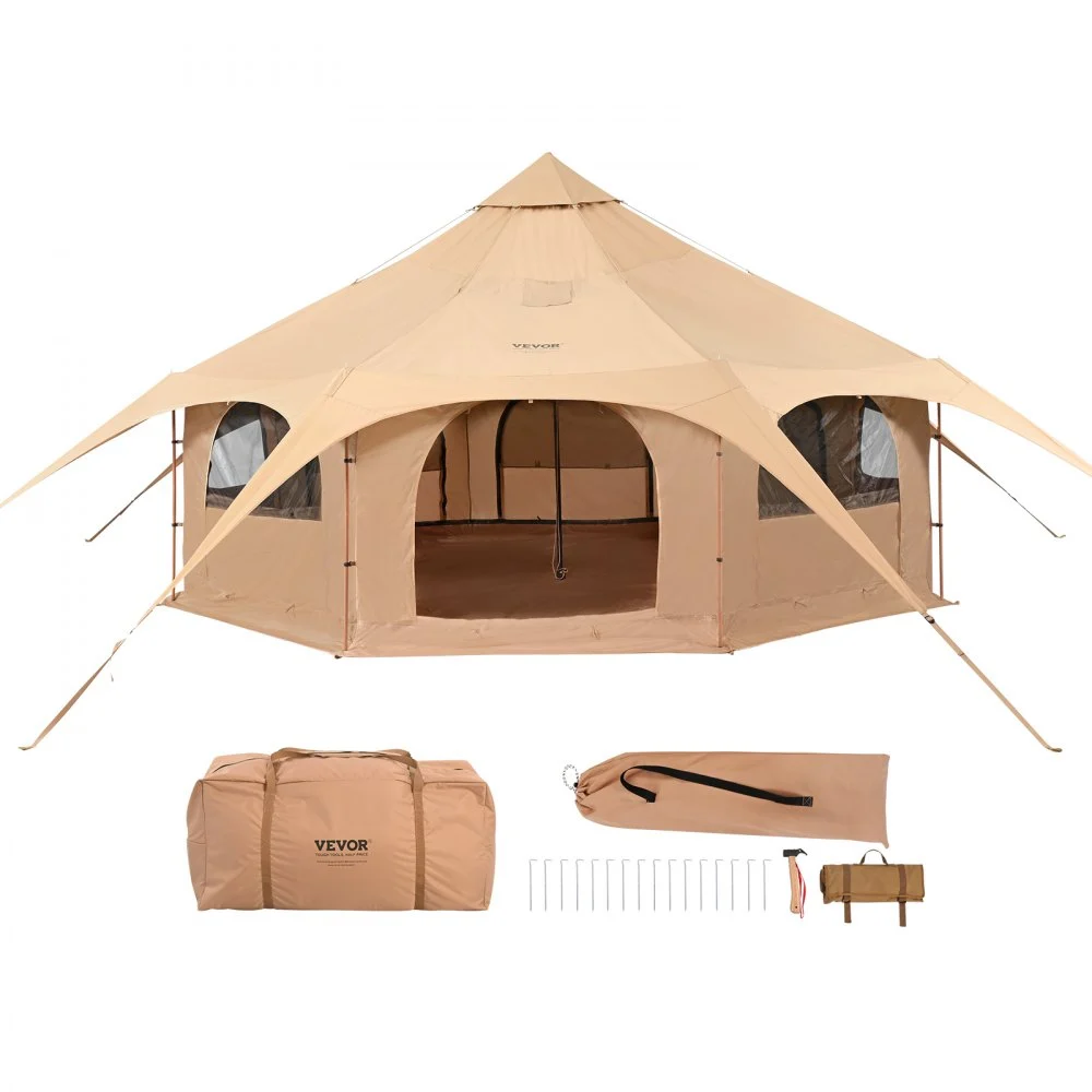 Summer Sale
VEVOR Canvas Tent, 4 Seasons 5 m/16.4 ft Bell Tent, Canvas Tent for Camping with Stove Jack, Breathable Yurt Tent for up to 8 People, Family Camping Outdoor Hunting Party