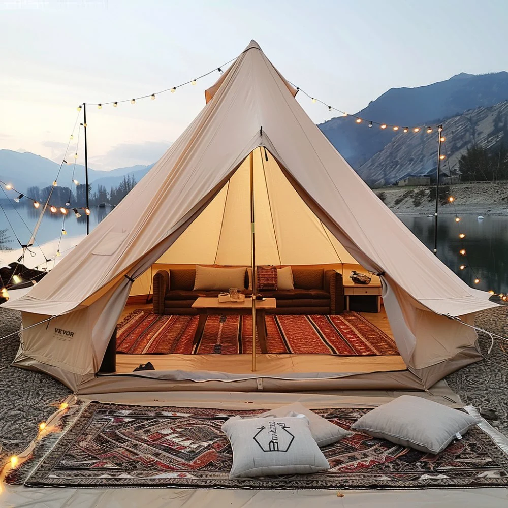 Summer Sale
VEVOR Canvas Bell Tent, 4 Seasons 7 m/22.97 ft Yurt Tent, Canvas Tent for Camping with Stove Jack, Breathable Tent Holds up to 12 People, Family Camping Outdoor Hunting Party