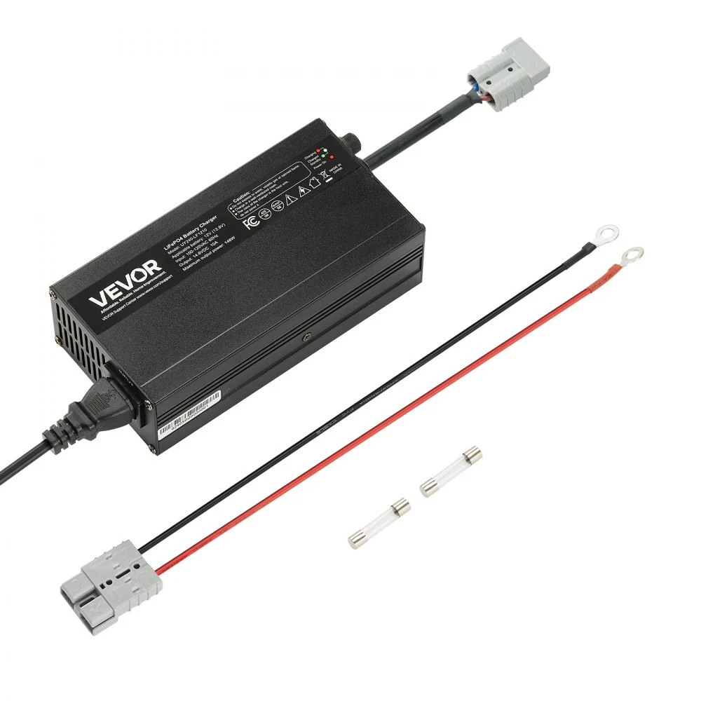 VEVOR 12V 10A Lithium Battery Charger, 14.6V, AC-DC LiFePO4 Smart Charger, with Anderson Connector, LED Indicator, 0V Activation, for Lithium LiFePO4 Deep Cycle Rechargeable Batteries of Boat, RV