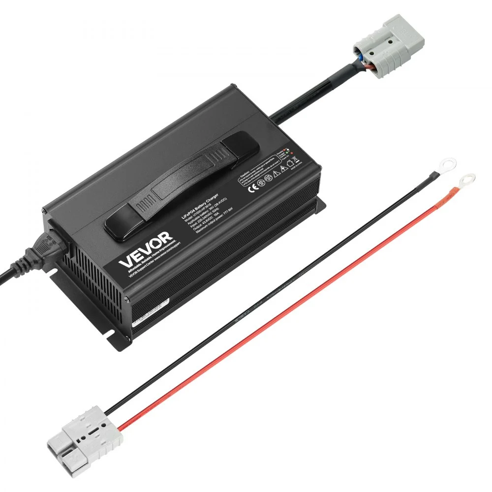 VEVOR 36V 18A Lithium Battery Charger, 43.8V, AC-DC LiFePO4 Smart Charger, with Anderson Connector, LED Indicator, 0V Activation, for Lithium LiFePO4 Deep Cycle Rechargeable Batteries of Boat, RV