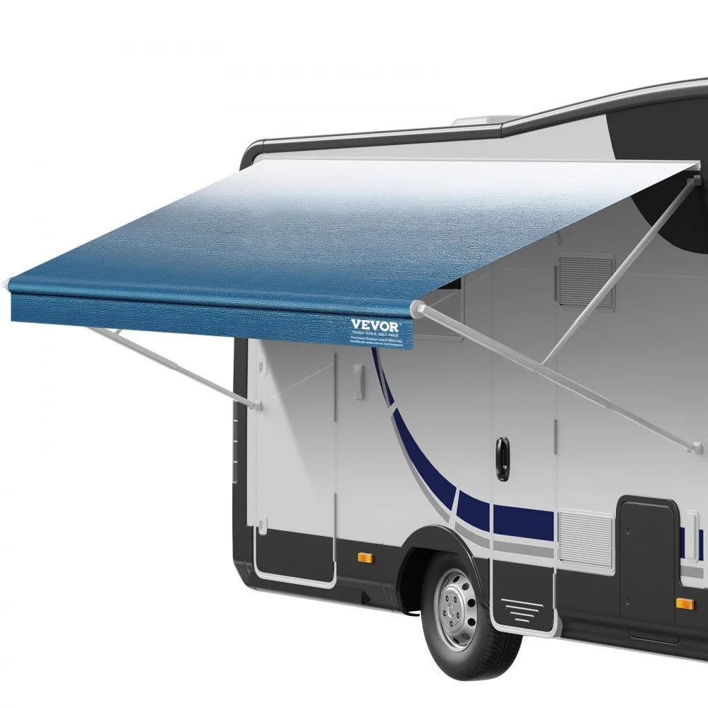 VEVOR RV Awning Fabric Replacement, 13'2" Fabric Length for 14' Awning, Heavy Duty 3-Ply 16oz PVC Camper Awning Fabric, Waterproof & UV Protection Outdoor Canopy for RV, Trailer, Motorhome, Blue Fade