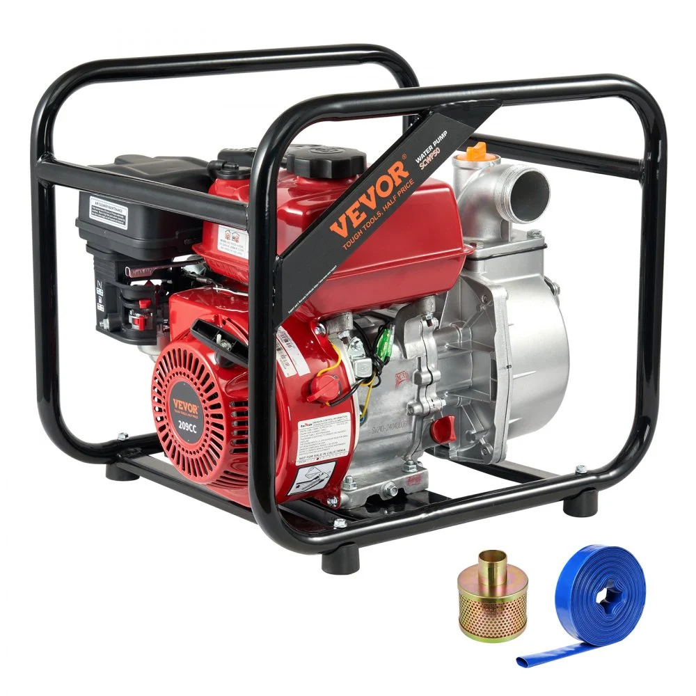 Summer Sale
VEVOR Gasoline Powered Trash Pump, 2 in/50 mm, 7HP 132GPM 4-Stroke Gasoline Engine Water Transfer Pump with 25 ft/7.62 m Outlet Hose Max 98 ft Lift 26ft Suction, Cast Iron Impeller for Irrigation Pool