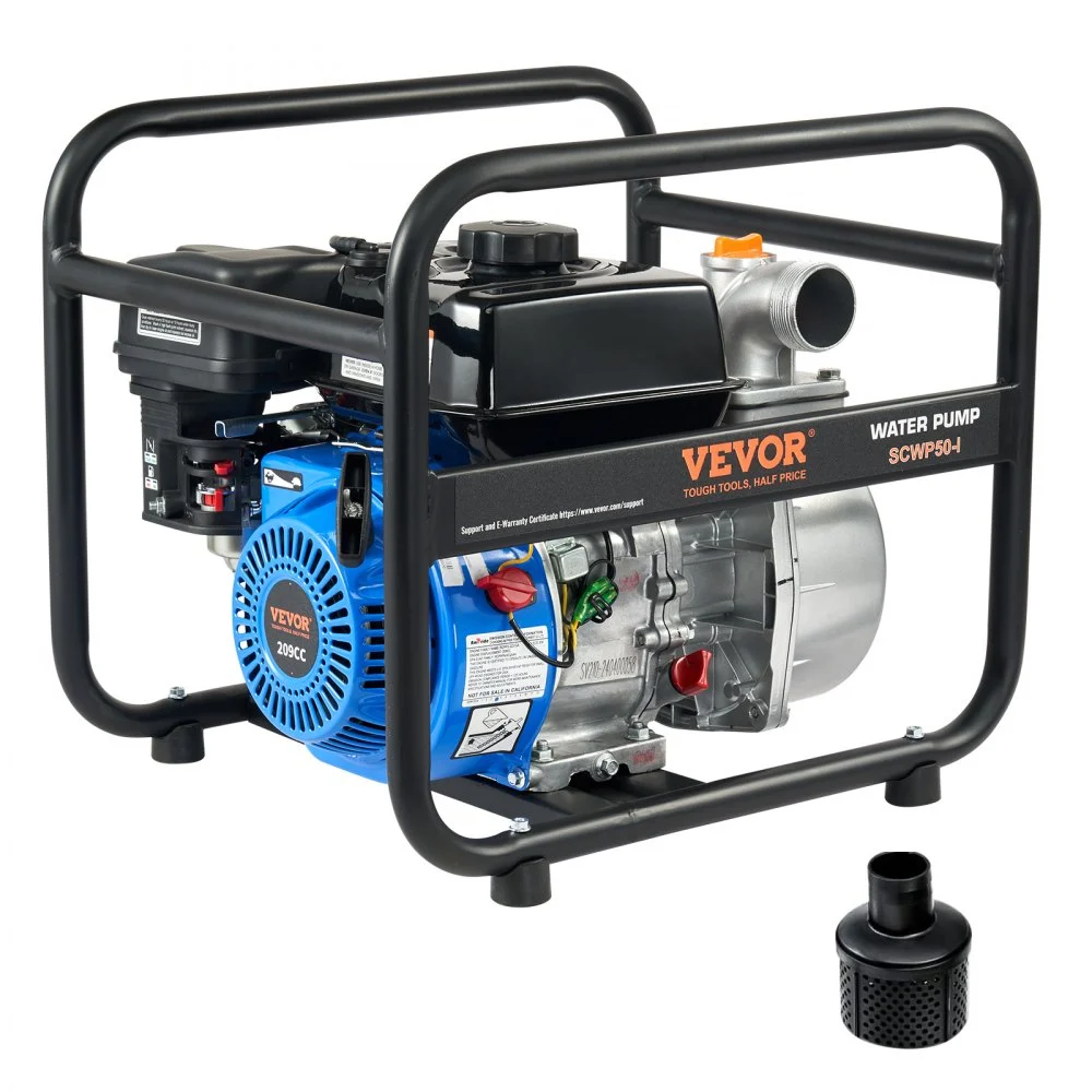 Summer Sale
VEVOR Gasoline Powered Trash Pump, 2 in/50 mm, 6.5HP 132 GPM 4-Stroke Gasoline Engine Water Transfer Pump with 98 ft Max Lift 26ft Max Suction Inlet Filter, Cast Iron Impeller for Irrigation Pool
