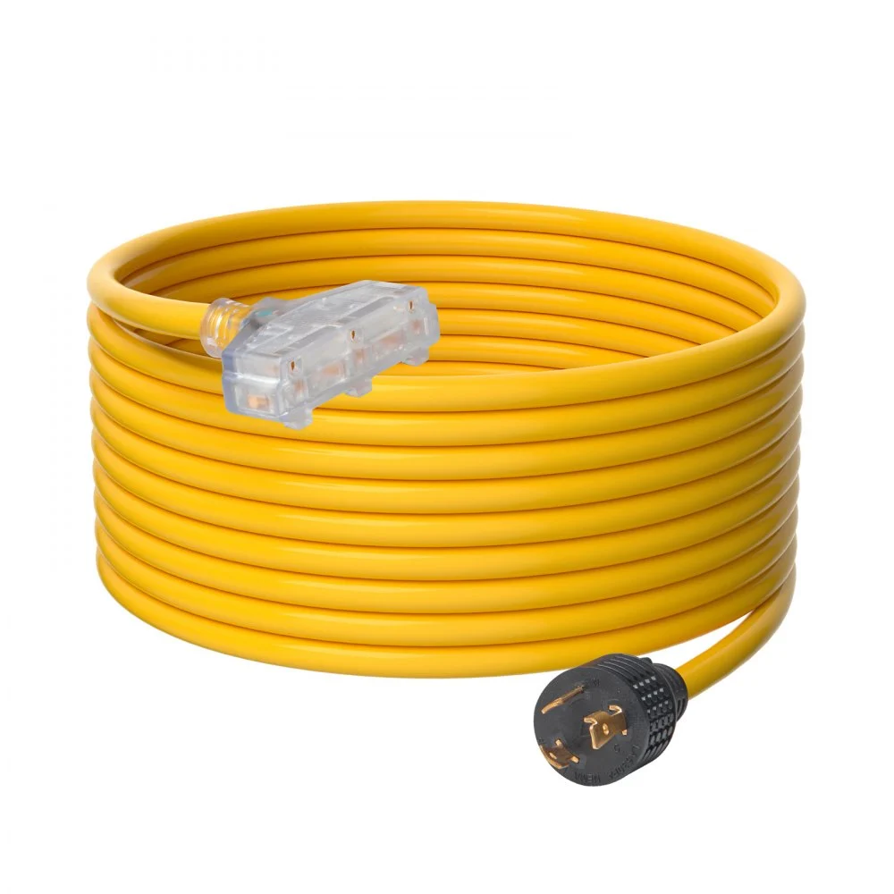 Clearance
VEVOR 30-Amp Generator Extension Cord, 25 Feet, 125V 375W Heavy Duty Generator Outdoor Power Cord, NEMA L5-30P / Three NEMA 5-15R STJW Flexible Power Cable with Twist Lock Connectors, for Generators