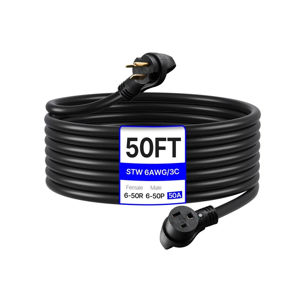 Summer Sale
VEVOR 50-Amp Generator Extension Cord, 50 Foot, 250 Volts 12500 Watts Heavy Duty Power Cable, NEMA 6-50R NEMA 6-50P SWT 6AWG Flexible Welder Extension Cord, with Storage Bag, for Generator, ETL Listed