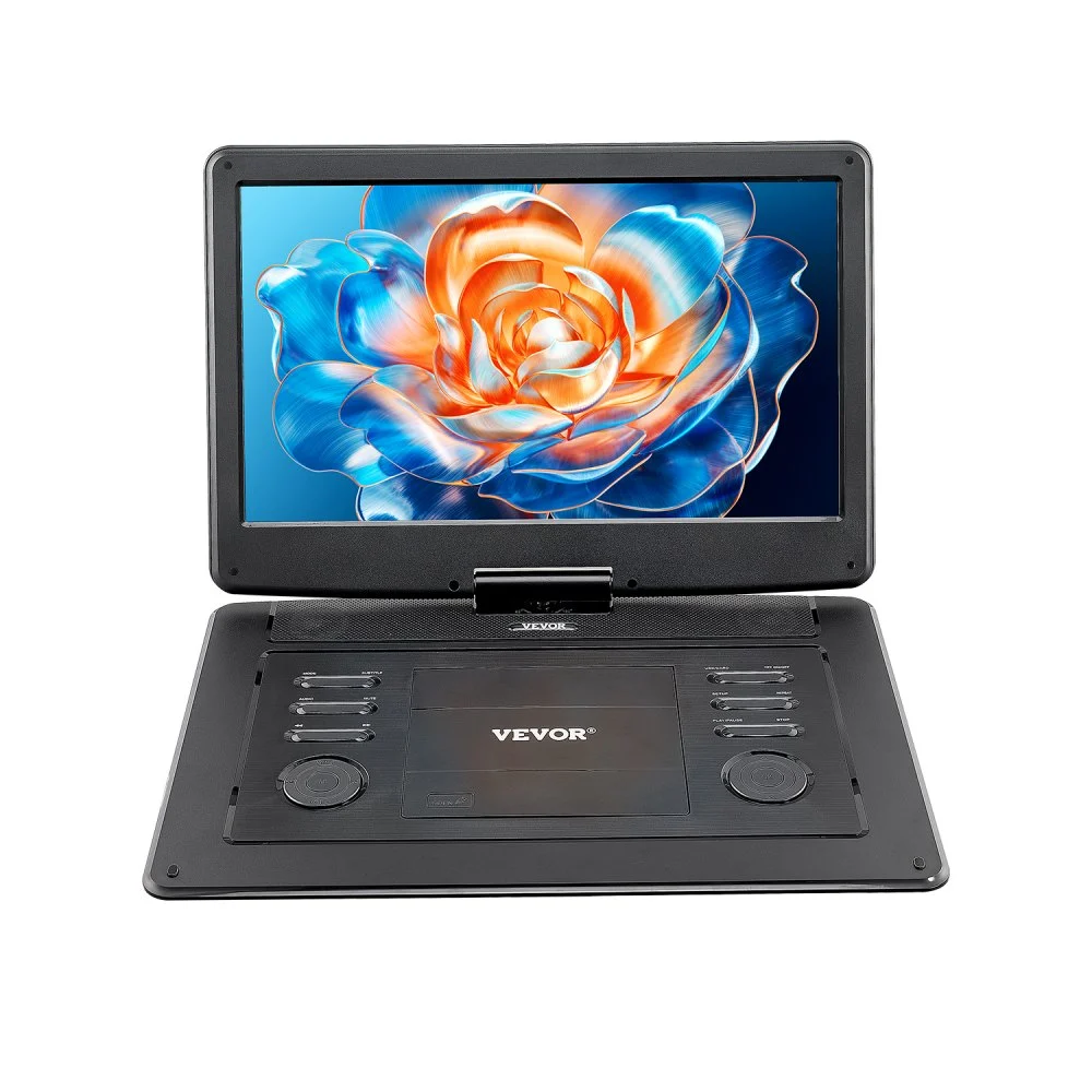 VEVOR Portable DVD Player, 15.6 inch HD Swivel Display Screen, 4.5-5 H Built-in Rechargeable Battery, Dual Speakers, Support Sync TV/USB/SD Card/CD/DVD, Car Charger, AC Power Adapter, Remote Control