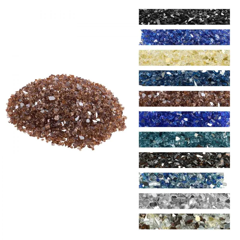 VEVOR Fire Glass, 10 LBS / 4.5 KG High-Temperature Resistant Fireplace Rocks, 1/4-Inch / 6.35 mm Reflective & Smokeless Firepit Glass Rock, High Luster Stone Landscaping for Fire Pit Table, Copper