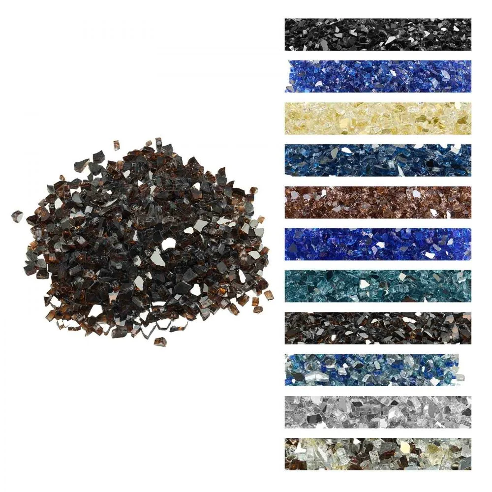 VEVOR Fire Glass, 20 LBS / 9.0 KG High-Temperature Resistant Fireplace Rocks, 1/2-Inch / 12.7 mm Reflective & Smokeless Firepit Glass Rock, High Luster Stone Landscaping for Fire Pit Table, Copper